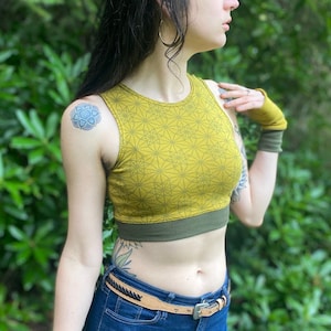 The Omni-Crop - Organic Cotton Crop Top / Women&#39;s tank / Yoga Wear / Dance wear / Sacred Geometry Clothing / Geometric / Festival