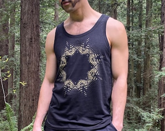 Breathe - Unisex Bamboo & Organic Cotton Tank Top/ Sacred Geometry Clothing / Men's Activewear Tank with Geometric Graphic Print
