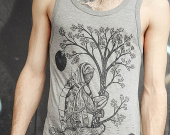 The Slothstronaut - Bamboo & Organic Cotton Unisex Tank Top / Sloth / Nature / Astronaut / Natural / Space / Sci-fi / Tree shirt / Pyramids