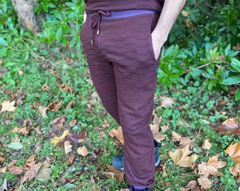 Calça de moletom Geo Jogger // Algodão orgânico marrom, calça de moletom geométrica / Unissex / Loungewear natural / Geometria Sagrada / Masculino / Feminino / Festival