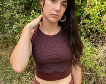 The Omni-Crop - Organic Cotton Crop Top / Women's tank / Yoga Wear / Dance wear / Sacred Geometry Clothing / Geometric / Festival