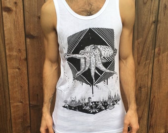 The Pharaoh Cuttlefish - Unisex Bamboo & Organic Cotton Tank Top/ Cuttlefish / Nature / Octopus / Squid / ocean tank / Sea creature Geometry