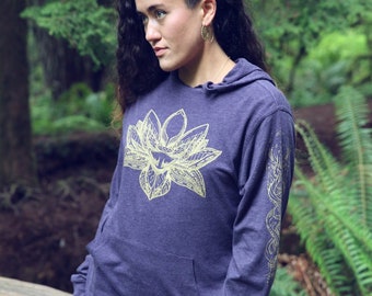 Moletom com capuz unissex leve Lotus / Camiseta Lotus / Roupa com Geometria Sagrada / Festival / Feminino / Masculino / Floral / Geométrico