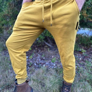Geo Joggers // Organic Cotton golden yellow unisex sweats / men's and women's loungewear and activewear pants / polyester-free clothing