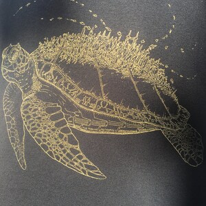 Marine Metropolis Unisex Organic Cotton Tee Shirt / Sea Turtle / Nature / ocean / underwater / space / spaceship / creature / futuristic image 4