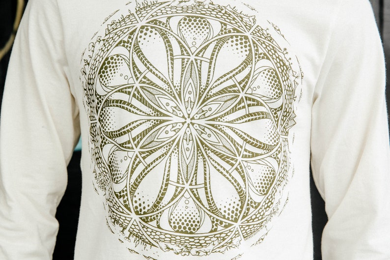 GAIA Organic Cotton Unisex Long Sleeve T Shirt / Organic cotton / earth shirt / Sacred Geometry / Natural / planet / Gaia / Earth shirt image 2