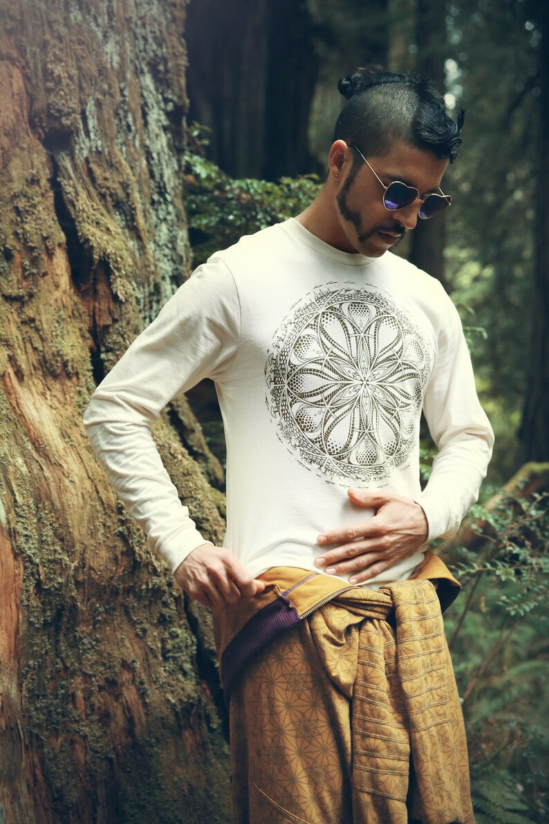 GAIA Organic Cotton Unisex Long Sleeve T Shirt / Organic cotton / earth shirt / Sacred Geometry / Natural / planet / Gaia / Earth shirt image 9