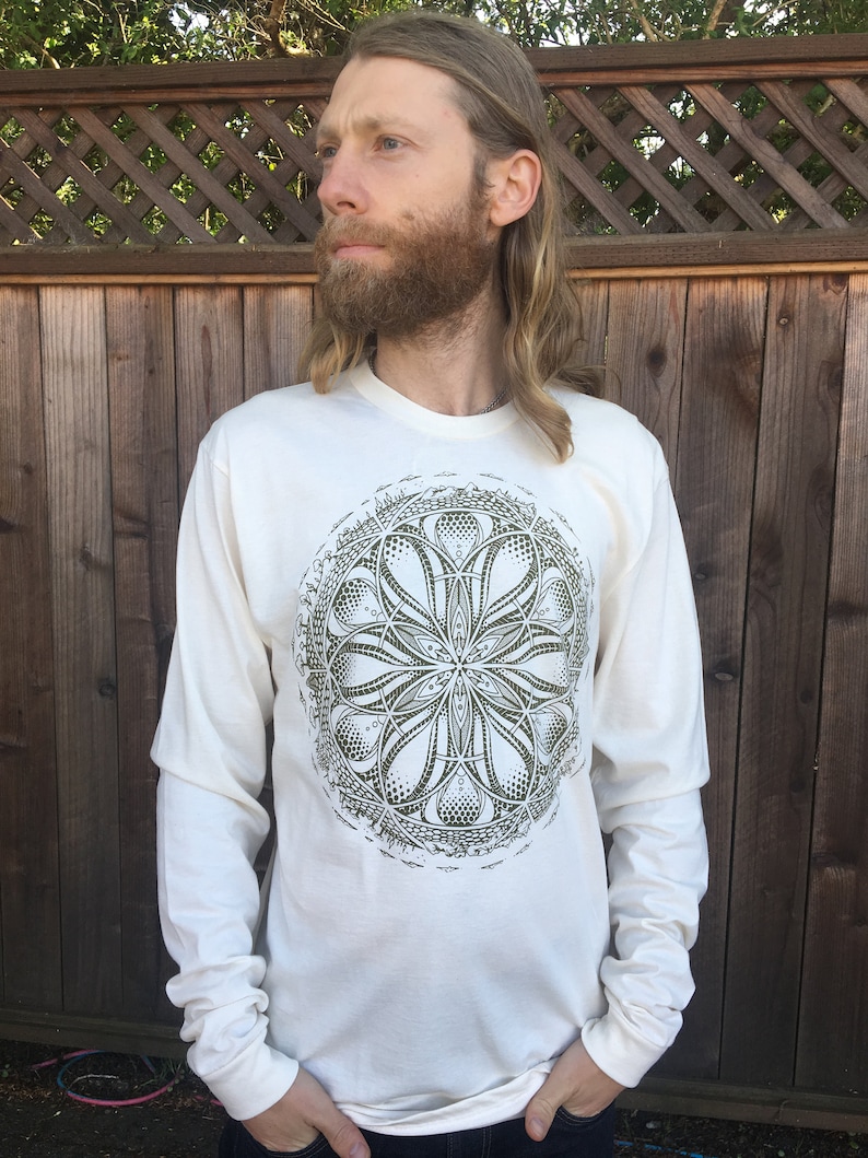 GAIA Organic Cotton Unisex Long Sleeve T Shirt / Organic cotton / earth shirt / Sacred Geometry / Natural / planet / Gaia / Earth shirt image 7