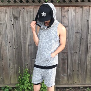 White sleeveless shop hoodie mens