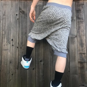 Vert Shorts Organic Cotton Unisex Drop Crotch Joggers / men's Shorts / Women's Shorts / Sacred Geometry / Festival / dance / activewear image 2