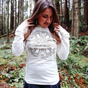 GAIA Organic Cotton Unisex Long Sleeve T Shirt / Organic cotton / earth shirt / Sacred Geometry / Natural / planet / Gaia / Earth shirt image 5