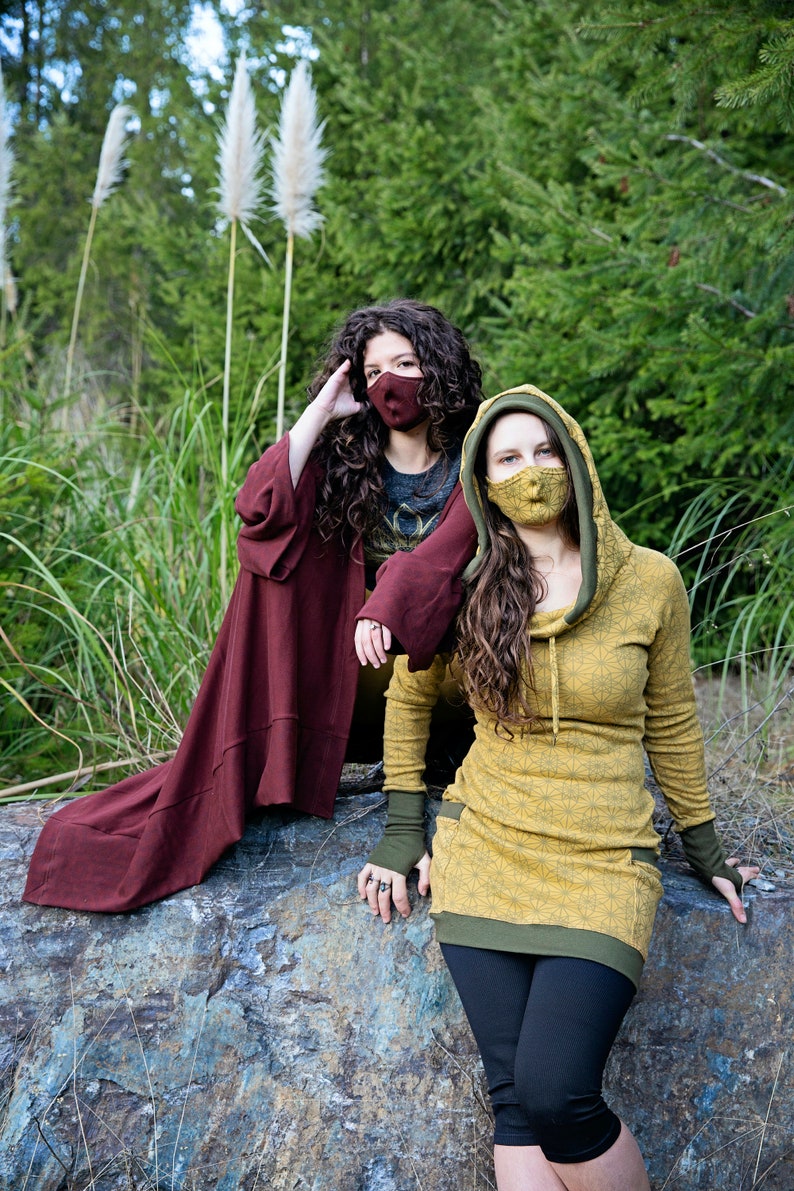 The Portal Dress / Organic Cotton Cowl Hood Dress With Pockets Etsy