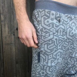 Vert Shorts Organic Cotton Unisex Drop Crotch Joggers / men's Shorts / Women's Shorts / Sacred Geometry / Festival / dance / activewear image 3