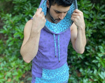 The Portal Tank - Bio-Baumwolle Unisex Tank Top mit Kapuze / Festival / Heilige Geometrie Hoodie / Geometrisch / Herrenbekleidung / Streetwear