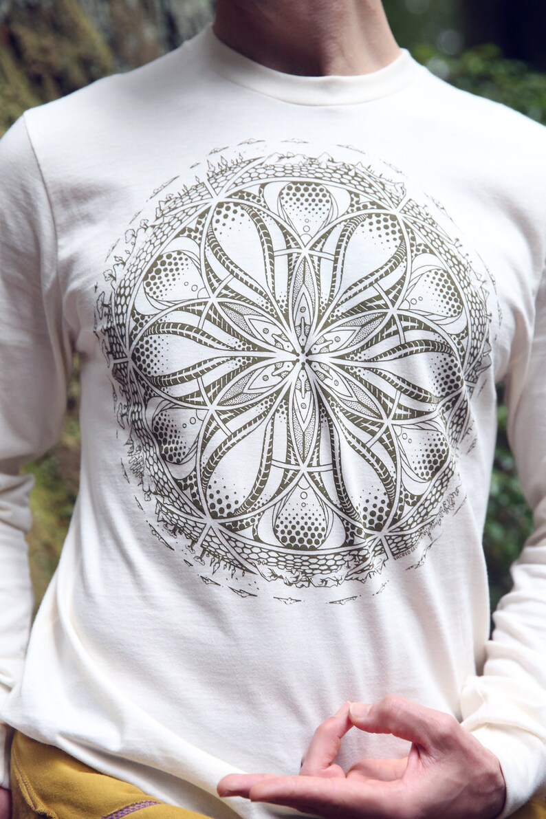 GAIA Organic Cotton Unisex Long Sleeve T Shirt / Organic cotton / earth shirt / Sacred Geometry / Natural / planet / Gaia / Earth shirt image 8