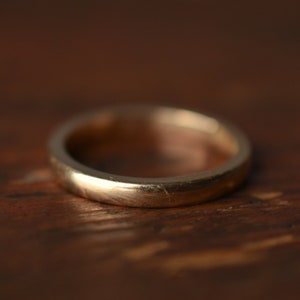 1950s 14K Vintage Rounded Wedding Band Ring Hand Engraved &quot;9-12-53&quot; in Yellow Gold