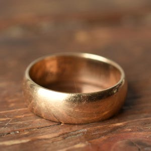 1900s 14K Antique Wide Wedding Band Engraved &quot;CN to MF&quot; in Yellow Gold