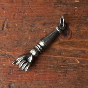 Sterling Silver Heavy Vintage Inspired Heavy Well Made Mano Figa Hand Charm Pendant