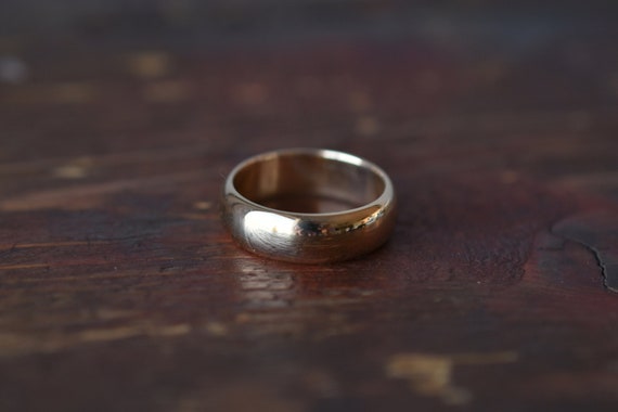 1950s 14K Vintage Wide Heavy Wedding Band in Yell… - image 1