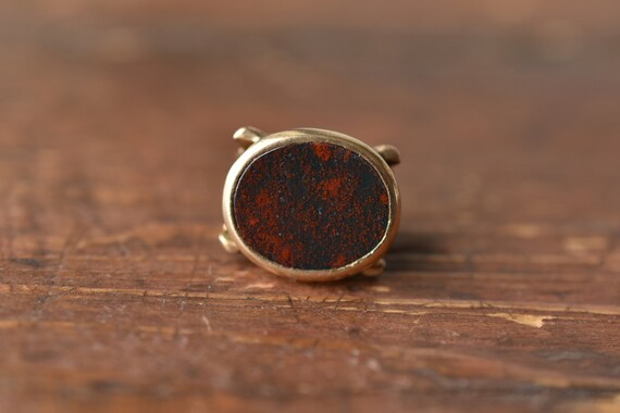 9K 1910s Antique English Made Bloodstone Fob Pend… - image 2