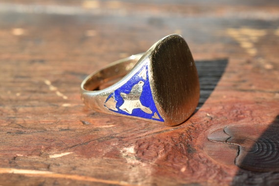 1960s 10K Vintage Masonic Blue Enamel Blank Signe… - image 2