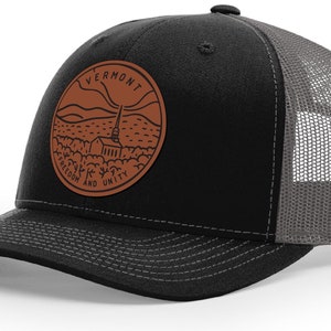 Vermont Hat | Leather Patch Hat | Trucker Hat