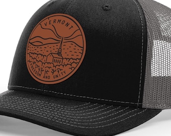 Vermont Hat | Leather Patch Hat | Trucker Hat