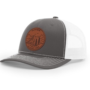 Glacier National Park Hat | Trucker Hat | National Park Hat | Leather Patch Hat | National Park Gift