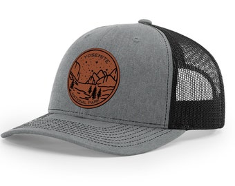 Yosemite National Park Hat | Trucker Hat | National Park Hat | Leather Patch Hat | National Park Gift