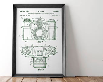 Camera Patent Poster | 1962 Camera Patent Art | Blueprint | Patent Print No. 3,034,411