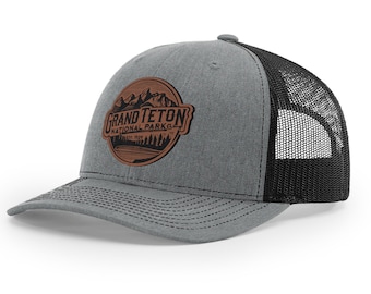 Grand Teton National Park Hat | Trucker Hat | National Park Hat | Leather Patch Hat | National Park Gift