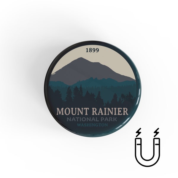 Mount Rainier National Park Magnet | Button Magnet | Fridge Magnet | Kitchen Magnet | Refrigerator Magnet
