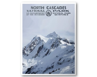 North Cascades National Park Poster (Mount Shuksan)  | National Park Poster | National Park Print | Vintage Poster | Wall Art | Home Decor