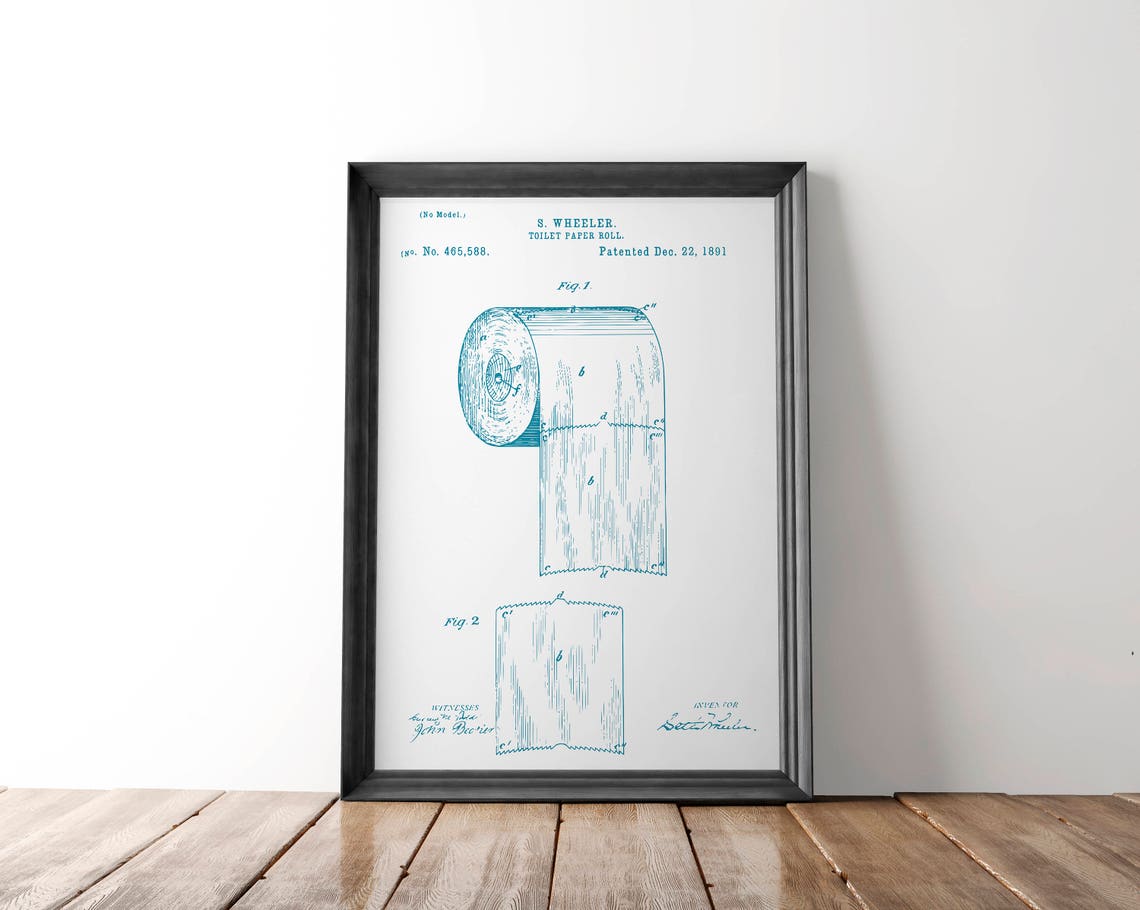 Toilet Paper Patent Poster | Toilet Paper Patent Art | Blueprint Art ...
