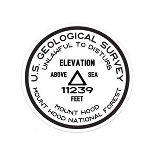 Mount Hood USGS Benchmark Sticker: National Forest Vinyl Decal