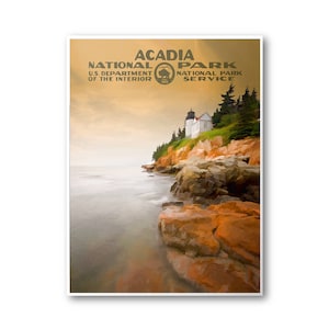 Acadia National Park Poster  | National Park Poster | National Park Print | Vintage Poster | Wall Art | Home Decor