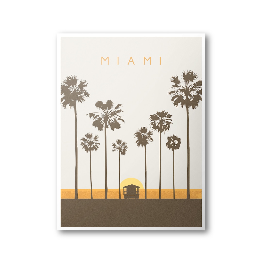 Miami Tree Posters Examples Miami Poster | Travel Poster | Wall Art | Art Print | Home Decor - Etsy