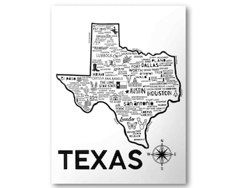 Texas Poster | Minimalist State Map  | State Poster | Wall Art | Home Decor | United States Print | Art Print | Katie Ford