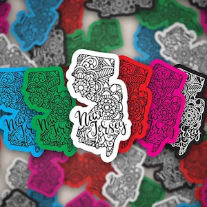 New Jersey Sticker | Bumper Sticker | Bottle Sticker | Travel Sticker | Laptop Sticker | Waterproof Sticker | Vinyl Sticker | Decal | 3.5&quot;