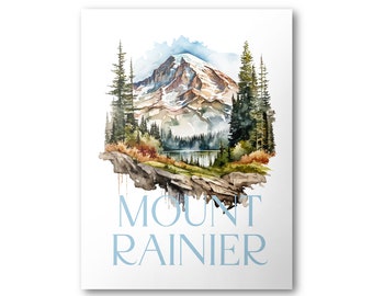 Mount Rainier National Park Poster | Watercolor National Park Poster | National Park Print | Vintage Poster | Wall Art | Home Decor