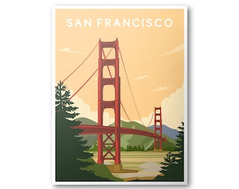 San Francisco Wall Art: Retro Travel Poster - Archival Matte Print