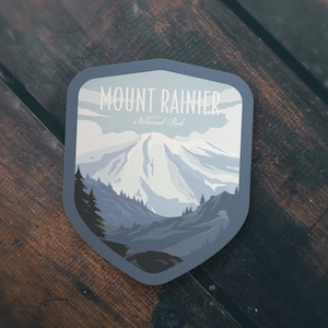 Mount Rainier National Park Sticker | Multiple Sizes | Bumper Sticker | Water Bottle | Travel | Laptop | Waterproof