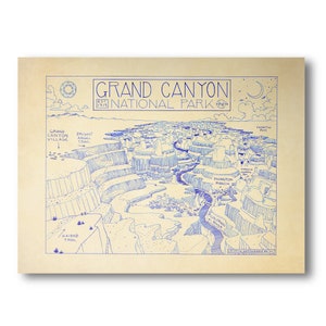 Grand Canyon National Park Map | Hand Drawn Print | CryptoCartography Poster