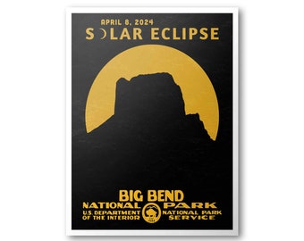 Big Bend National Park Solar Eclipse 2024 Poster | 2024 Great American Solar Eclipse Poster  | National Park Art Print