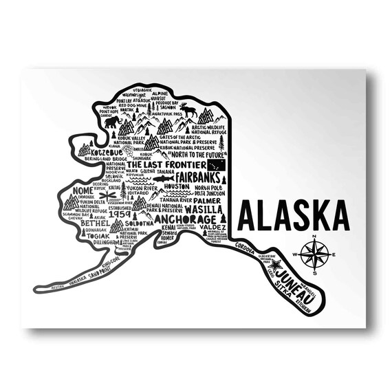 Alaska Map Print Minimalist State Map State Poster Wall - Etsy Finland