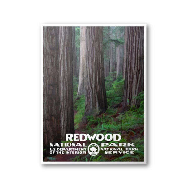 Redwood National Park Poster | National Park Poster | National Park Print | Vintage Poster | Wall Art | Home Decor