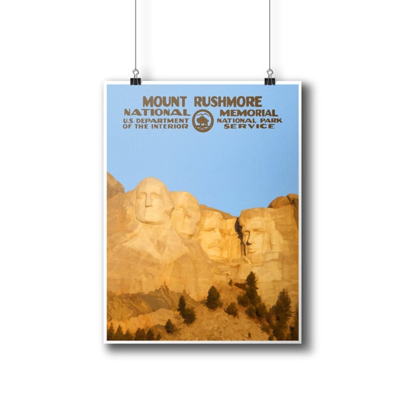 Mount Rushmore National Monument WPA-Style Vintage-Style Travel Poster 12x18
