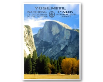 Yosemite National Park Poster (Half Dome) | National Park Poster | National Park Print | Vintage Poster | Wall Art | Home Decor