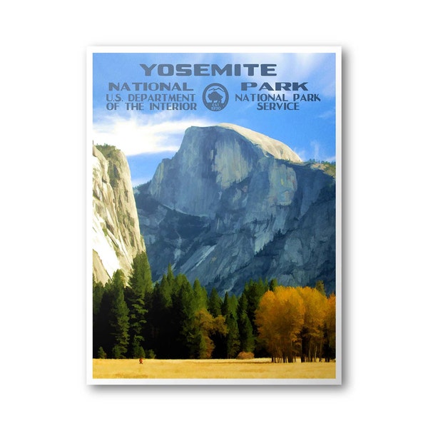 Yosemite National Park Poster (Half Dome) | National Park Poster | National Park Print | Vintage Poster | Wall Art | Home Decor