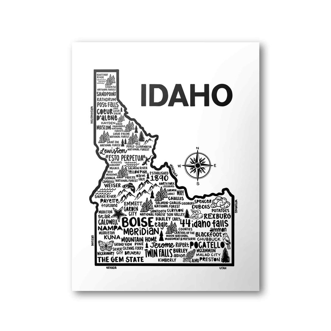 Idaho Poster | Minimalist State Map | State Poster | Wall Art | Home ...